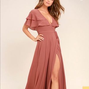 Charming Dusty Rose Wrap Dress